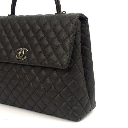Chanel Tote Coco Top Handle in Black, Caviar Leather — Alternate View 27