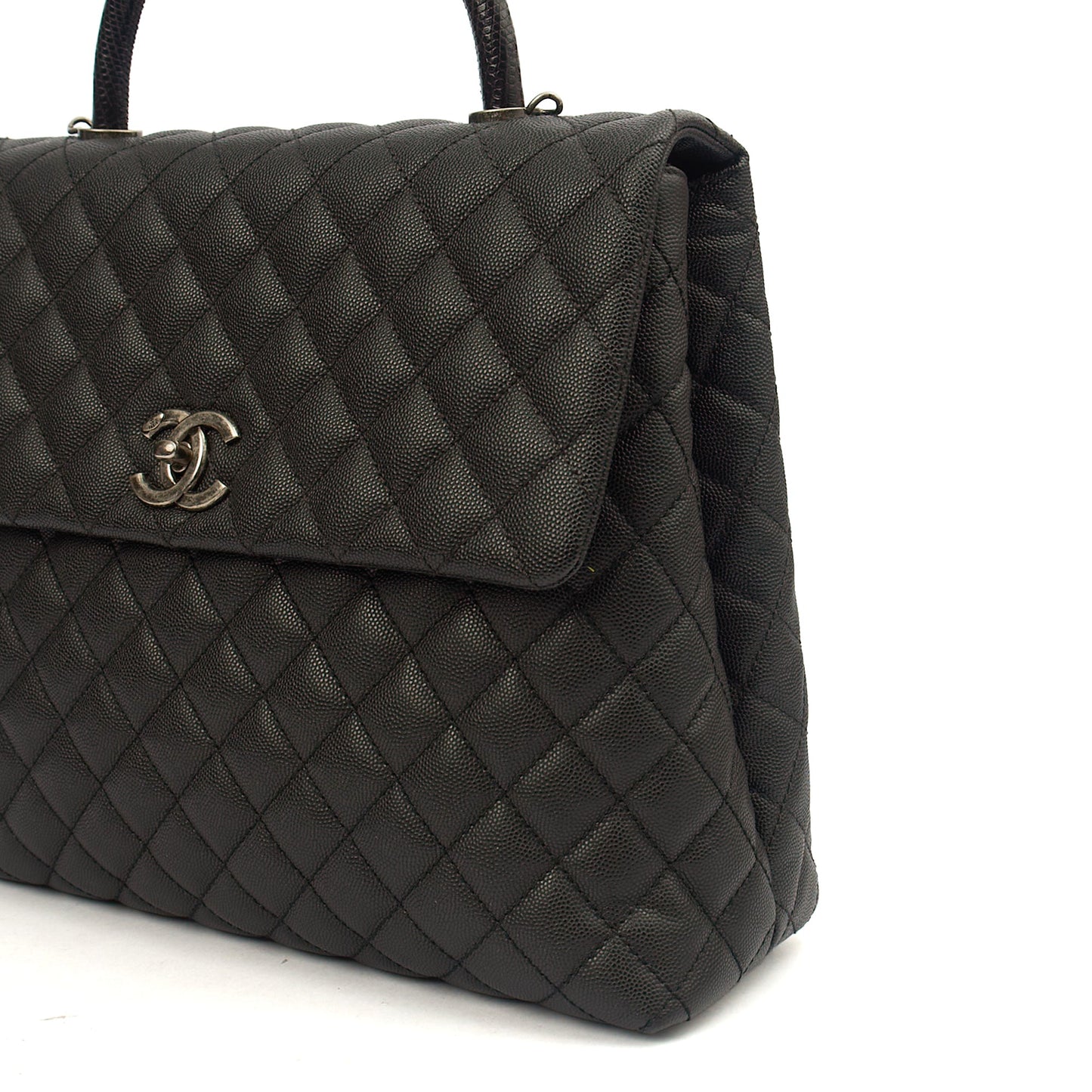 Chanel Tote Coco Top Handle in Black, Caviar Leather — Alternate View 17