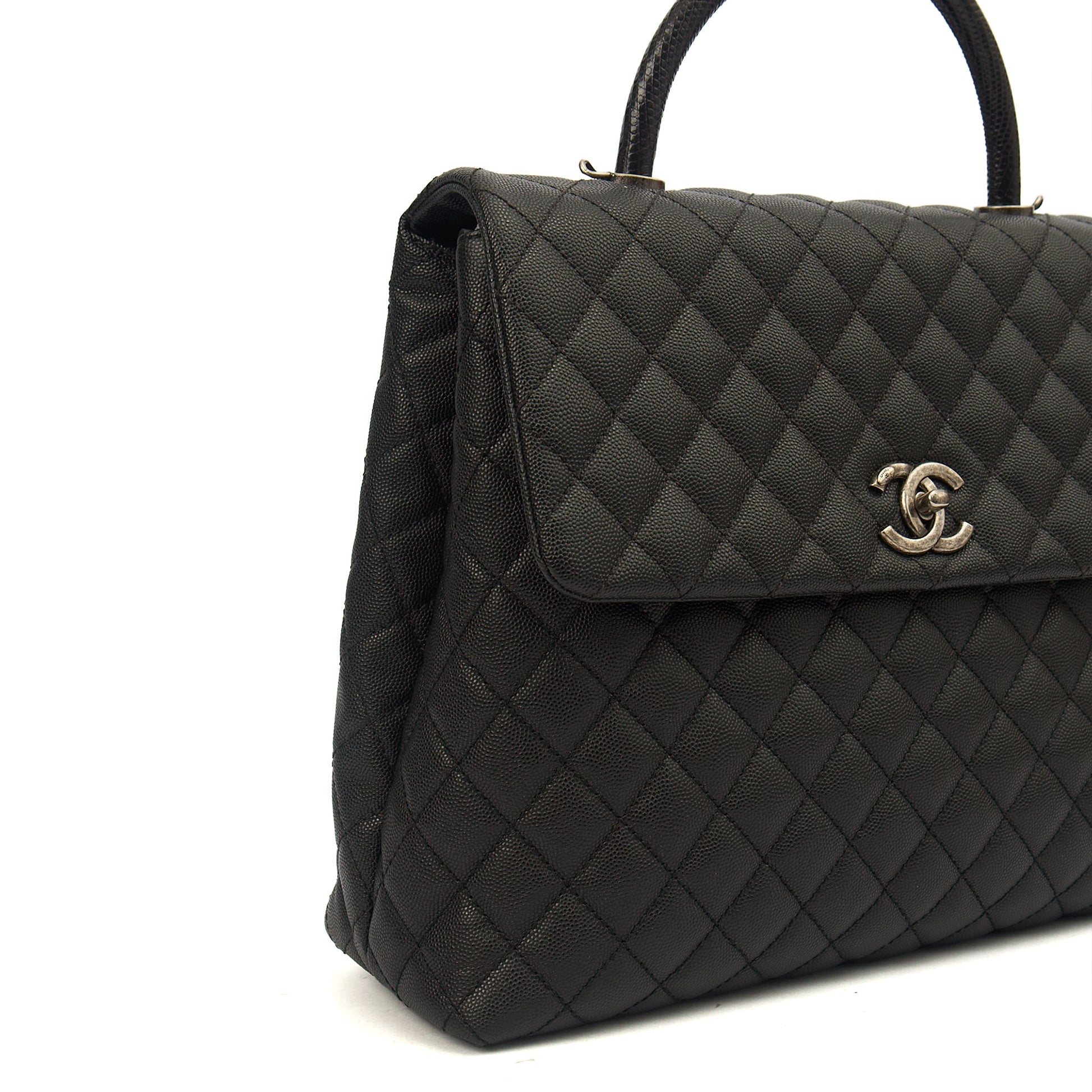 Chanel Tote Coco Top Handle in Black, Caviar Leather — Alternate View 15