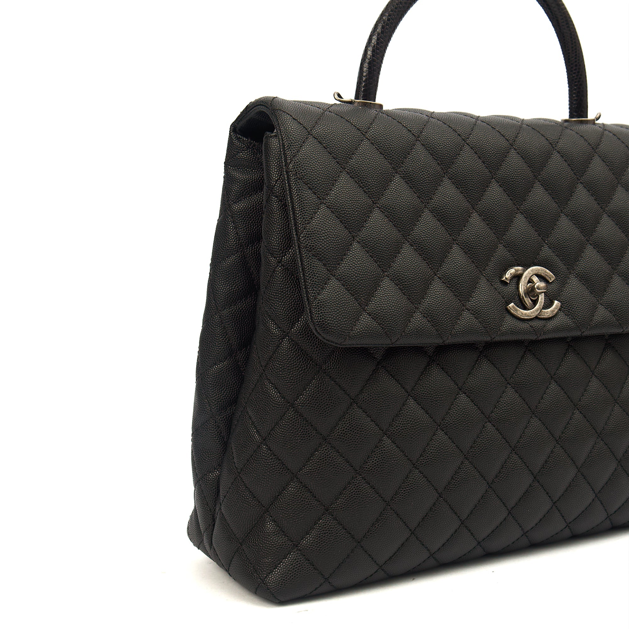 Chanel Tote Coco Top Handle in Black, Caviar Leather — Alternate View 25