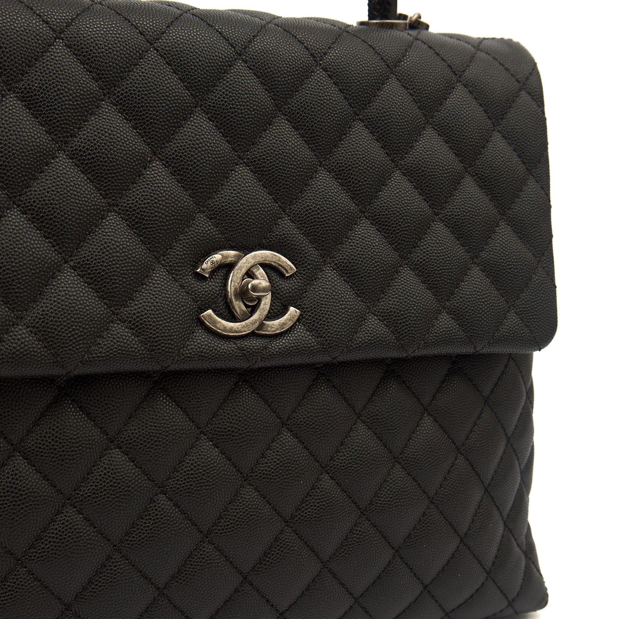 Chanel Tote Coco Top Handle in Black, Caviar Leather — Lifestyle View