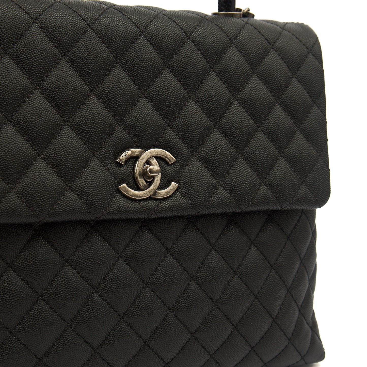 Chanel Tote Coco Top Handle in Black, Caviar Leather — Alternate View 26