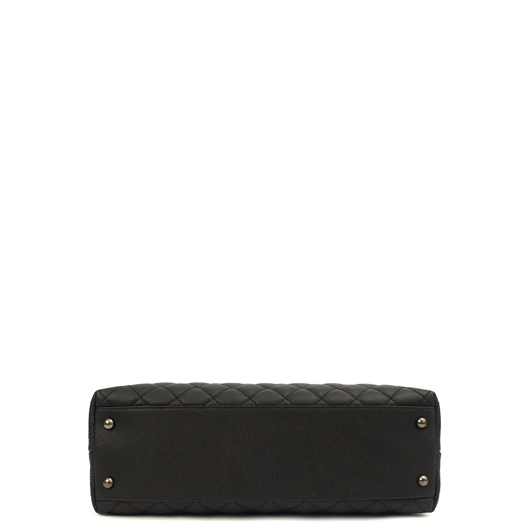 Chanel Tote Coco Top Handle in Black, Caviar Leather — Top View