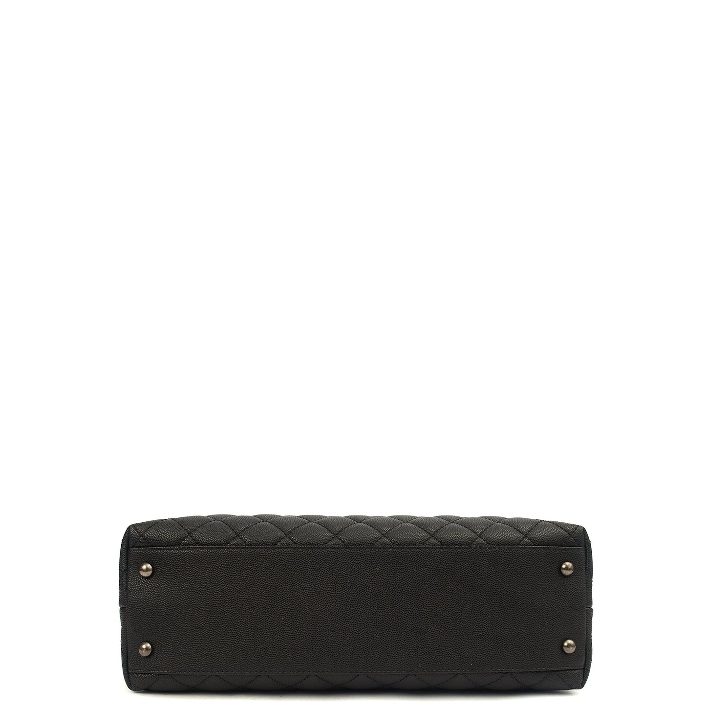 Chanel Tote Coco Top Handle in Black, Caviar Leather — Top View