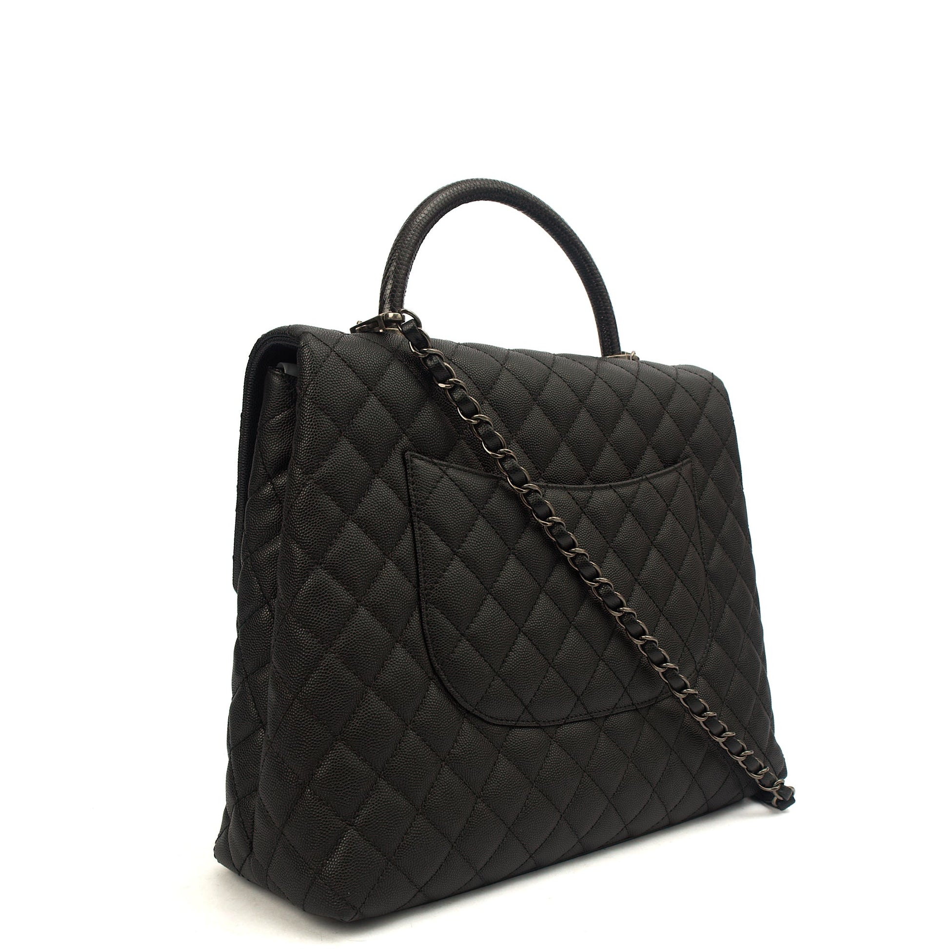 Chanel Tote Coco Top Handle in Black, Caviar Leather — Alternate View 12