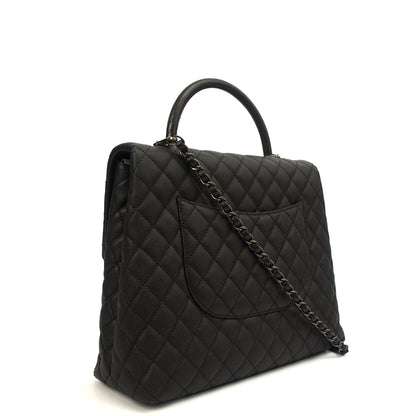 Chanel Tote Coco Top Handle in Black, Caviar Leather — Alternate View 22