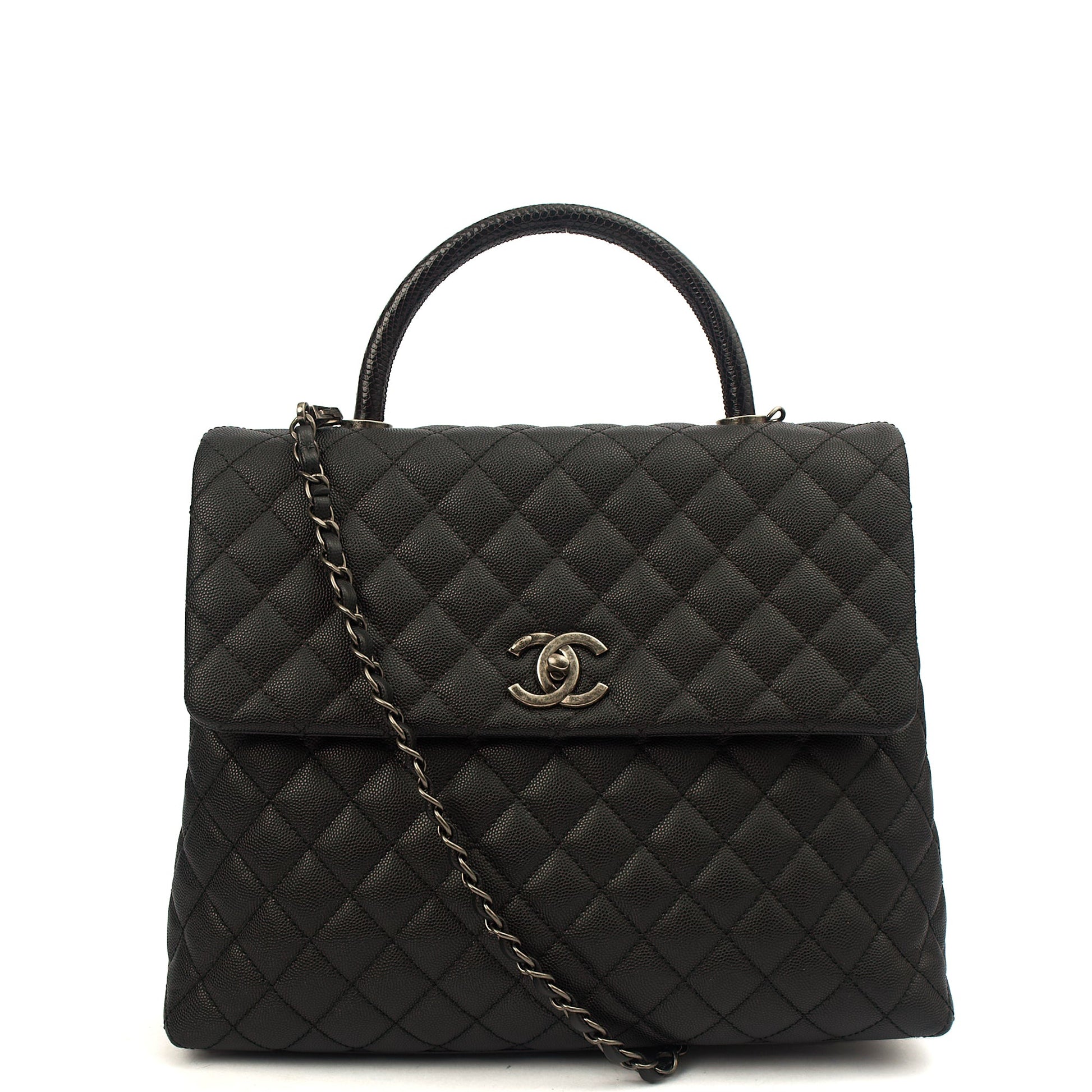 Chanel Tote Coco Top Handle in Black, Caviar Leather — Alternate View 21