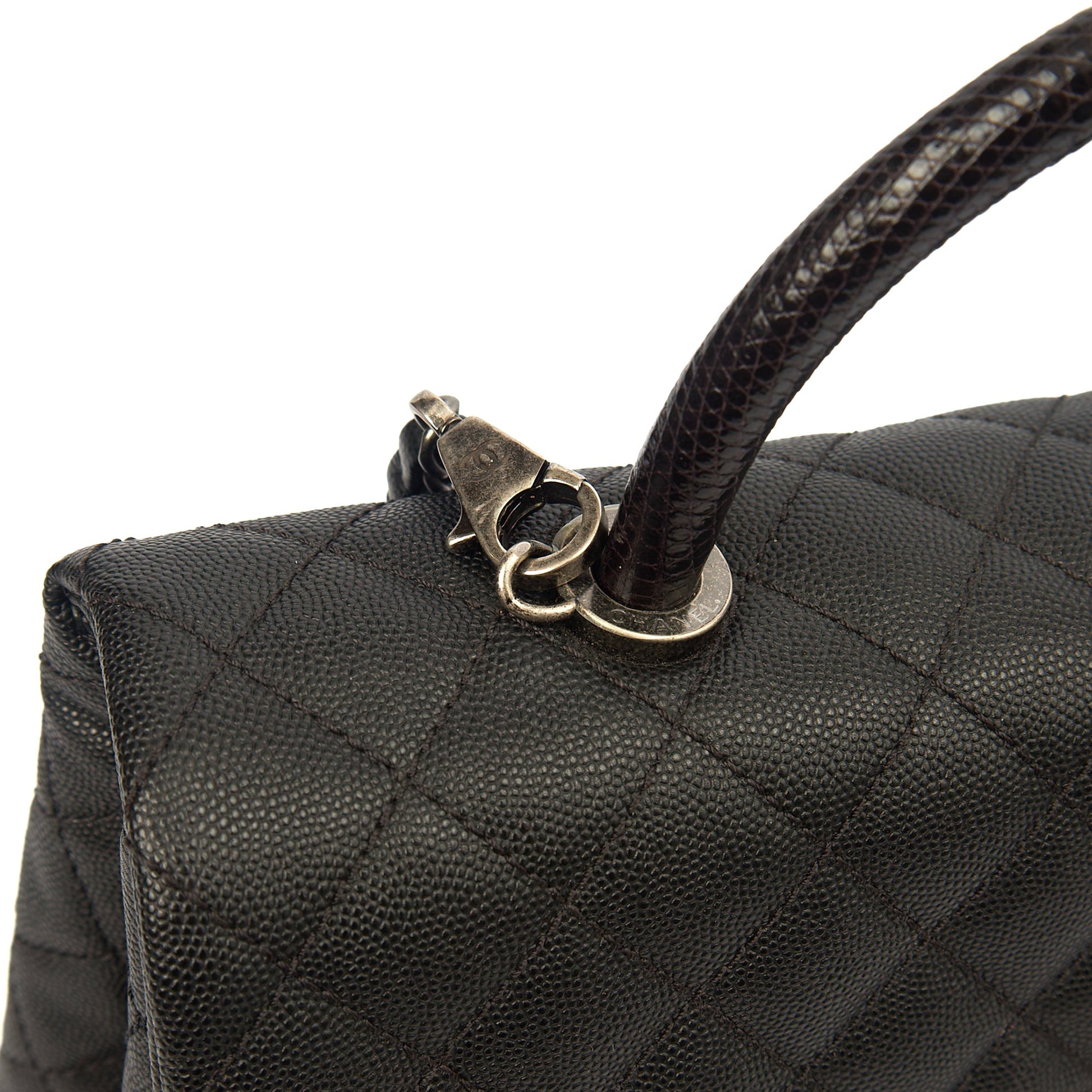 Chanel Tote Coco Top Handle in Black, Caviar Leather — Alternate View 8