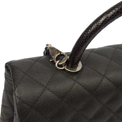 Chanel Tote Coco Top Handle in Black, Caviar Leather — Alternate View 18
