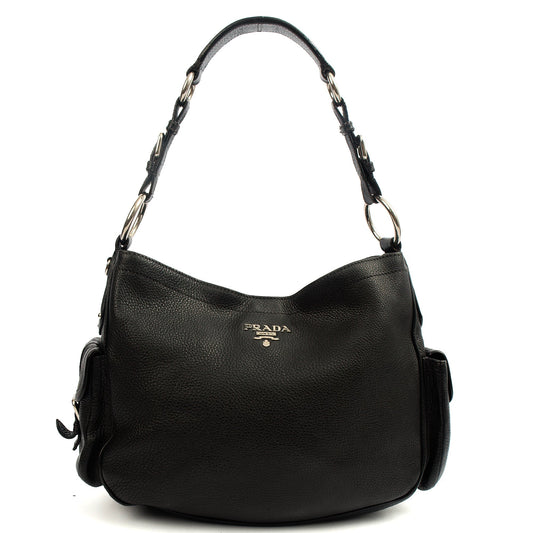 Prada Tote Tote in Black, Calfskin — Front View