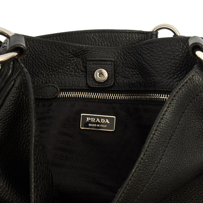 Prada Tote Tote in Black, Calfskin — Detail View