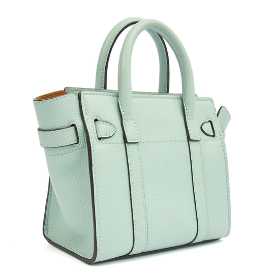 Mulberry Mini Bag Zipped Bayswater - Micro in Blue, Leather — Side View