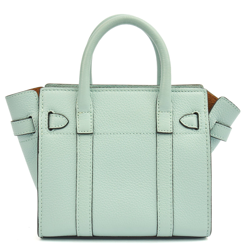 Mulberry Mini Bag Zipped Bayswater - Micro in Blue, Leather — Back View