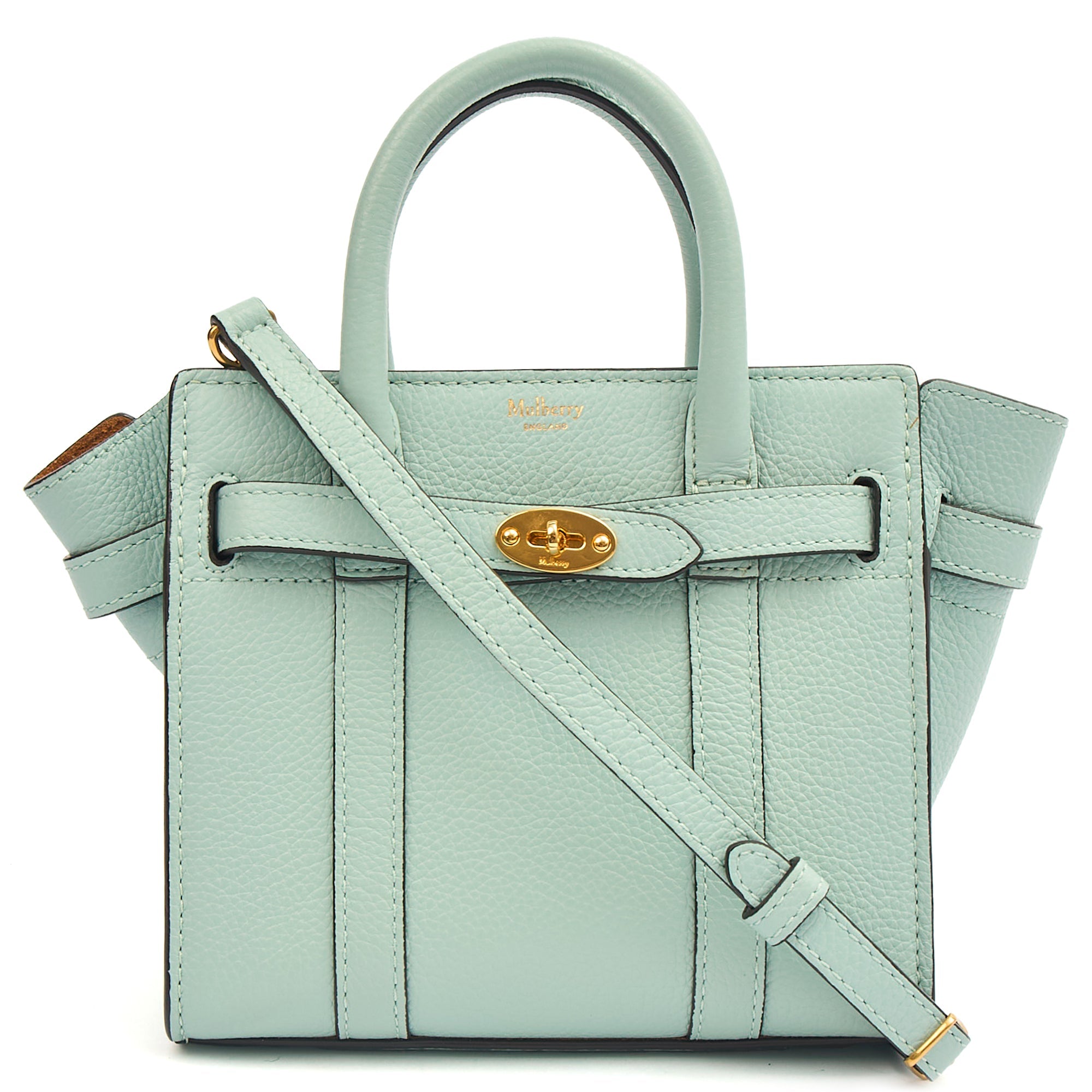 Mulberry Mini Bag Zipped Bayswater - Micro in Blue, Leather — Front View