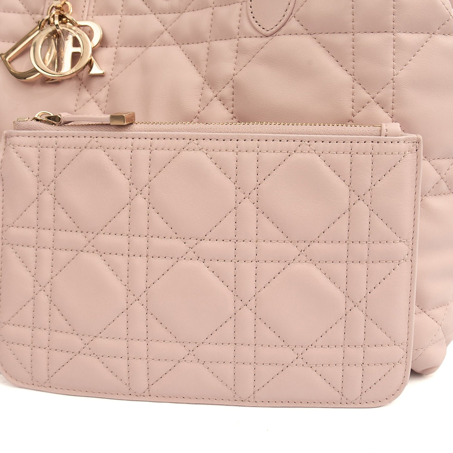 Christian Dior Tote Toujours - Medium in Pink, Leather — Detail View