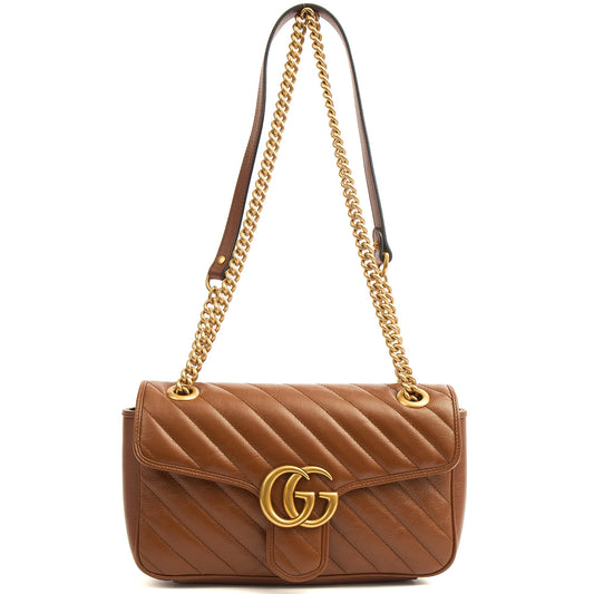 Gucci Shoulder Bag Marmont Shoulder Flap Bag - Medium in Brown, Leather — Side View