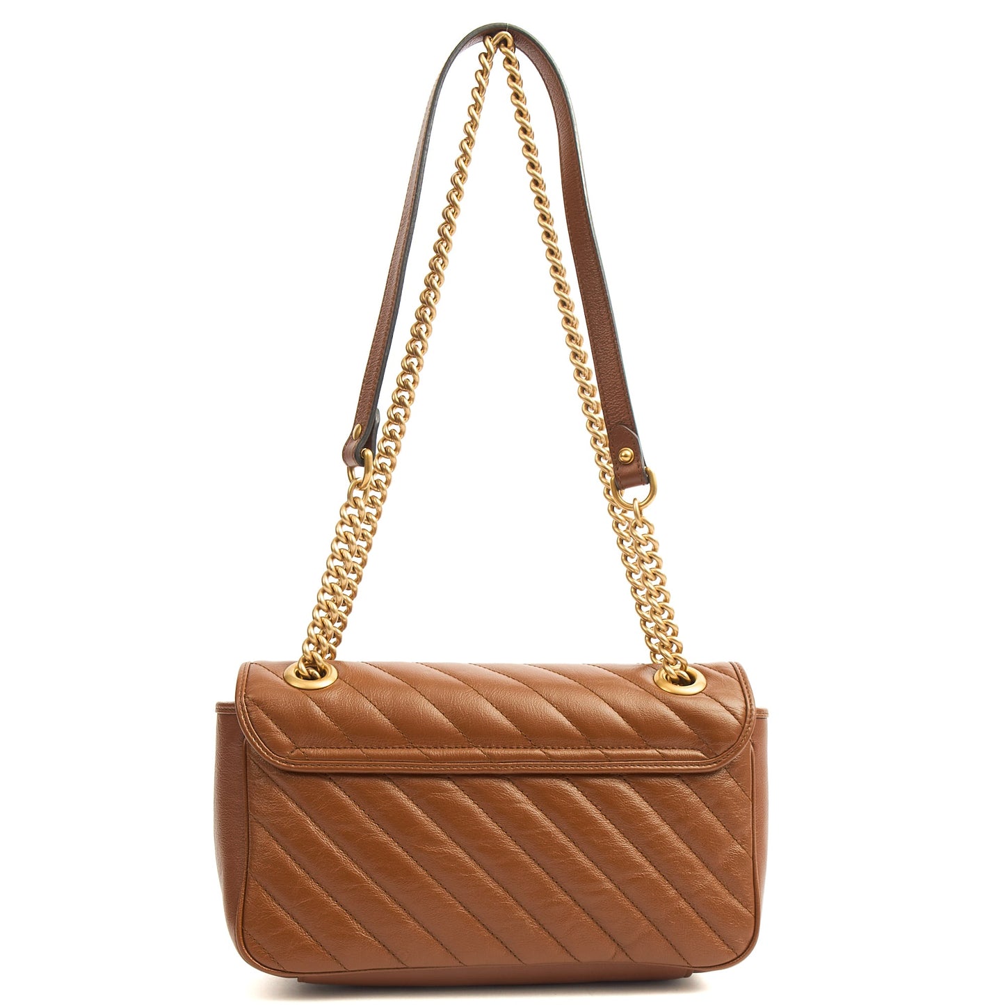 Gucci Shoulder Bag Marmont Shoulder Flap Bag - Medium in Brown, Leather — Top View