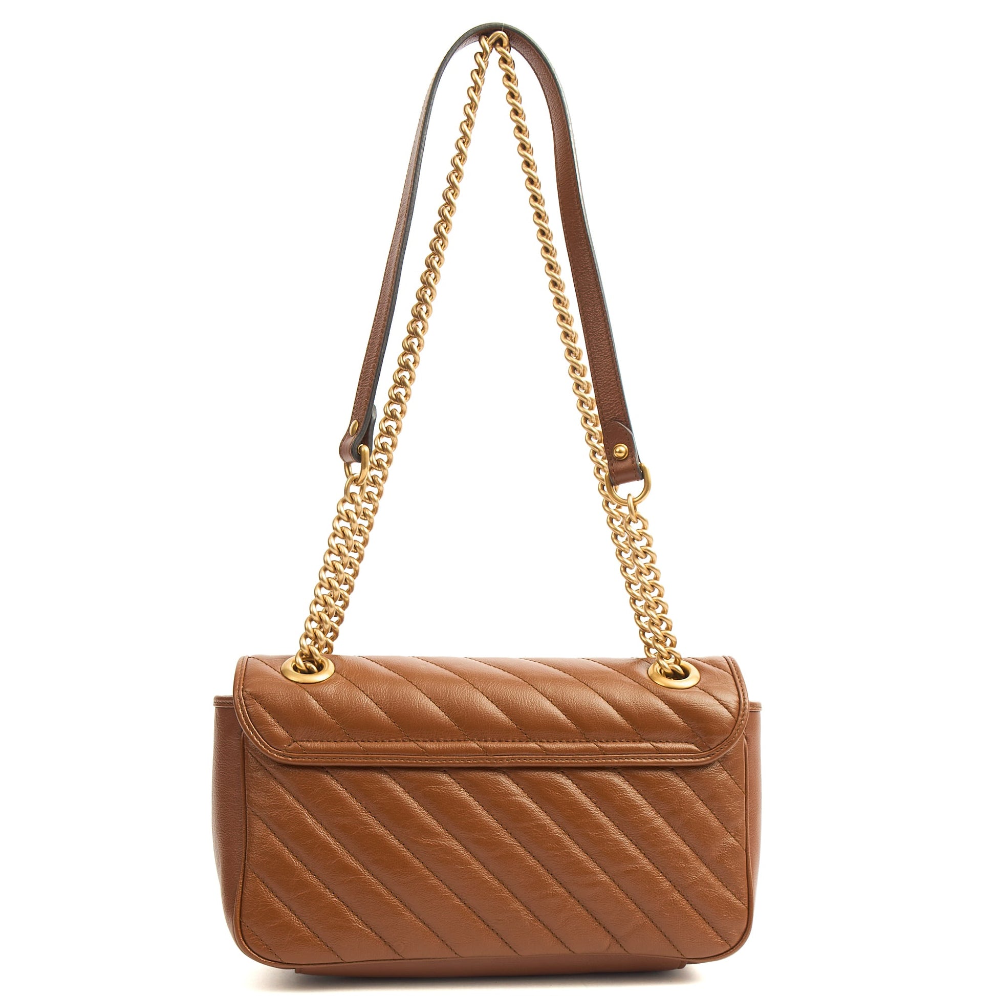 Gucci Shoulder Bag Marmont Shoulder Flap Bag - Medium in Brown, Leather — Top View