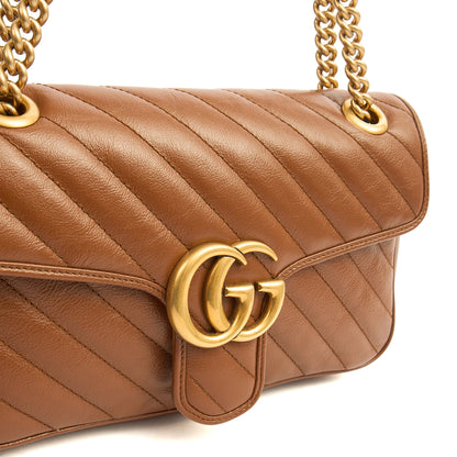 Gucci Shoulder Bag Marmont Shoulder Flap Bag - Medium in Brown, Leather — Lifestyle View