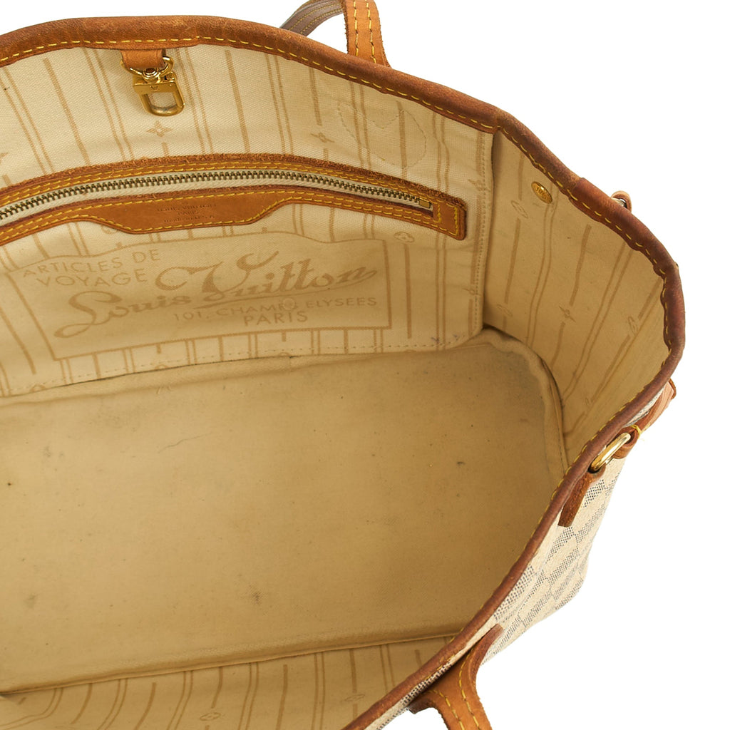 Louis Vuitton Tote Neverfull PM in Damier Azur, Canvas — Detail View