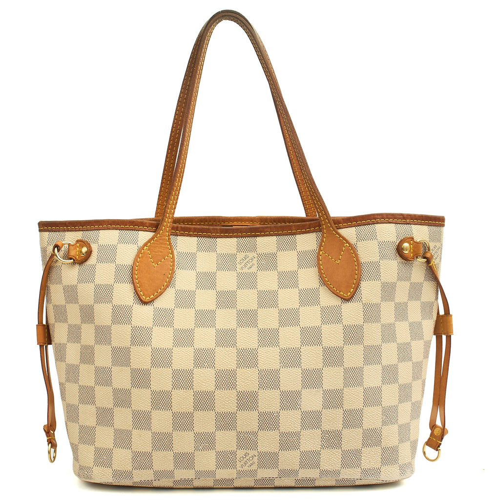 Louis Vuitton Tote Neverfull PM in Damier Azur, Canvas — Front View