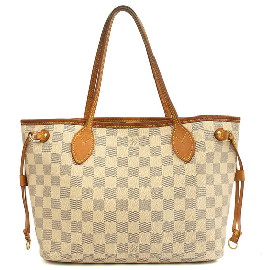 Louis Vuitton Tote Neverfull PM in Damier Azur, Canvas — Front View