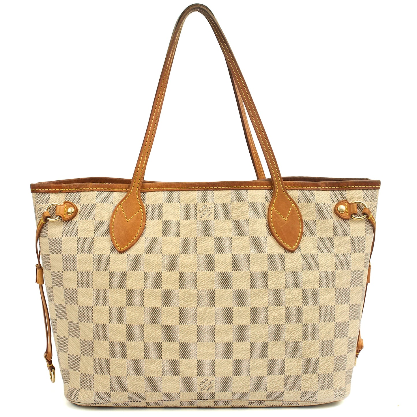 Louis Vuitton Tote Neverfull PM in Damier Azur, Canvas — Back View
