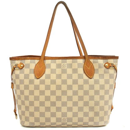 Louis Vuitton Tote Neverfull PM in Damier Azur, Canvas — Back View