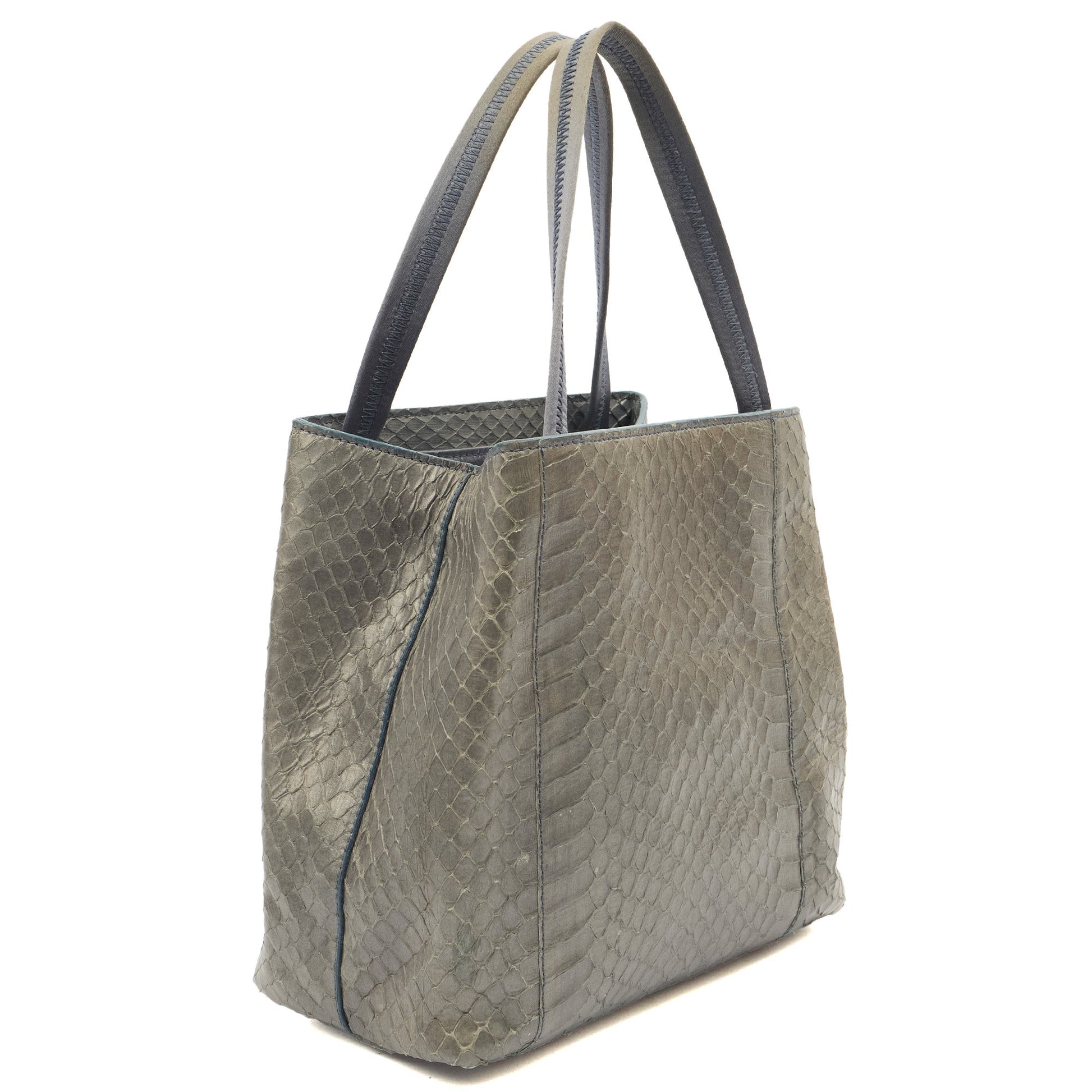 Prada Mini Bag Tote in Grey, Python Leather — Side View