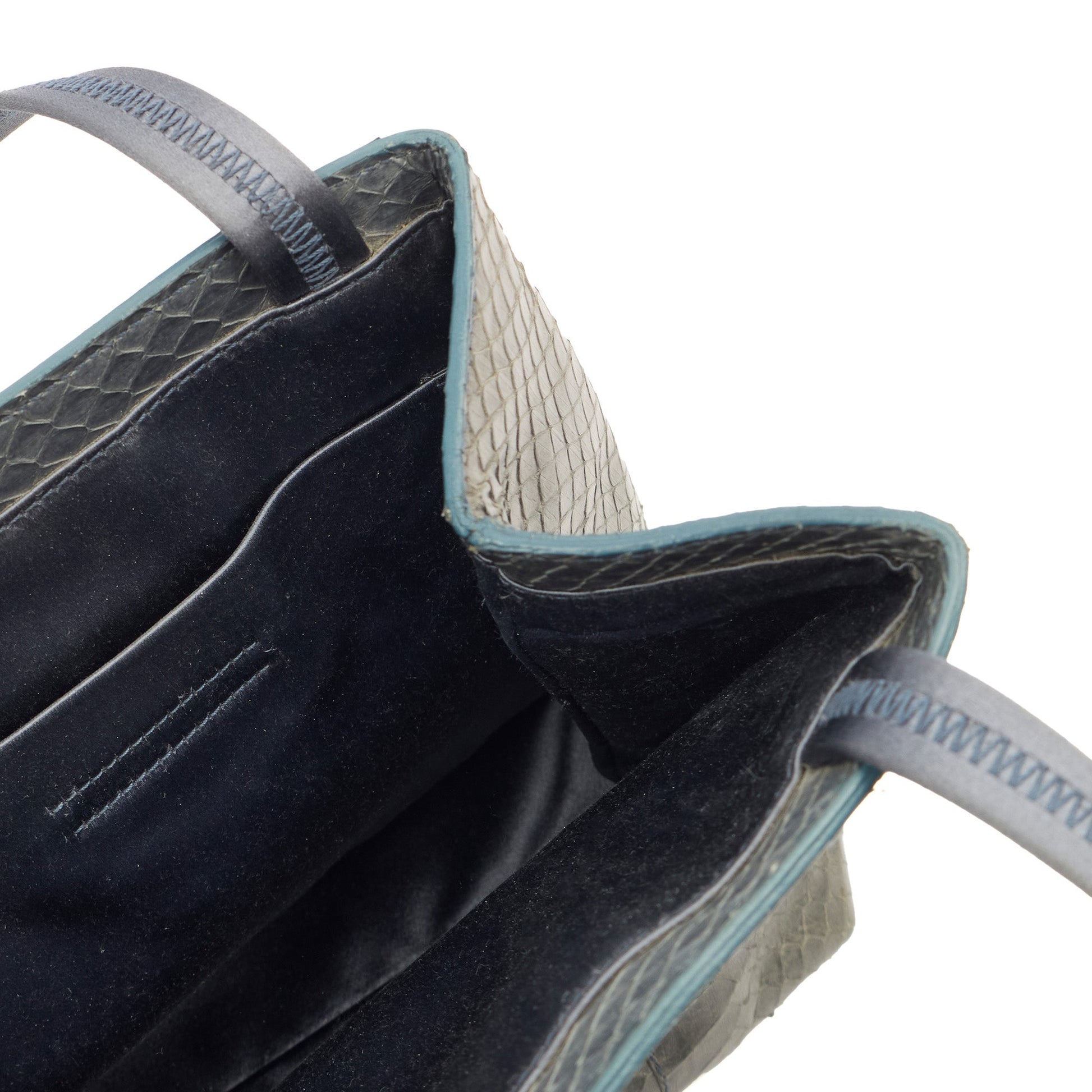 Prada Mini Bag Tote in Grey, Python Leather — Detail View