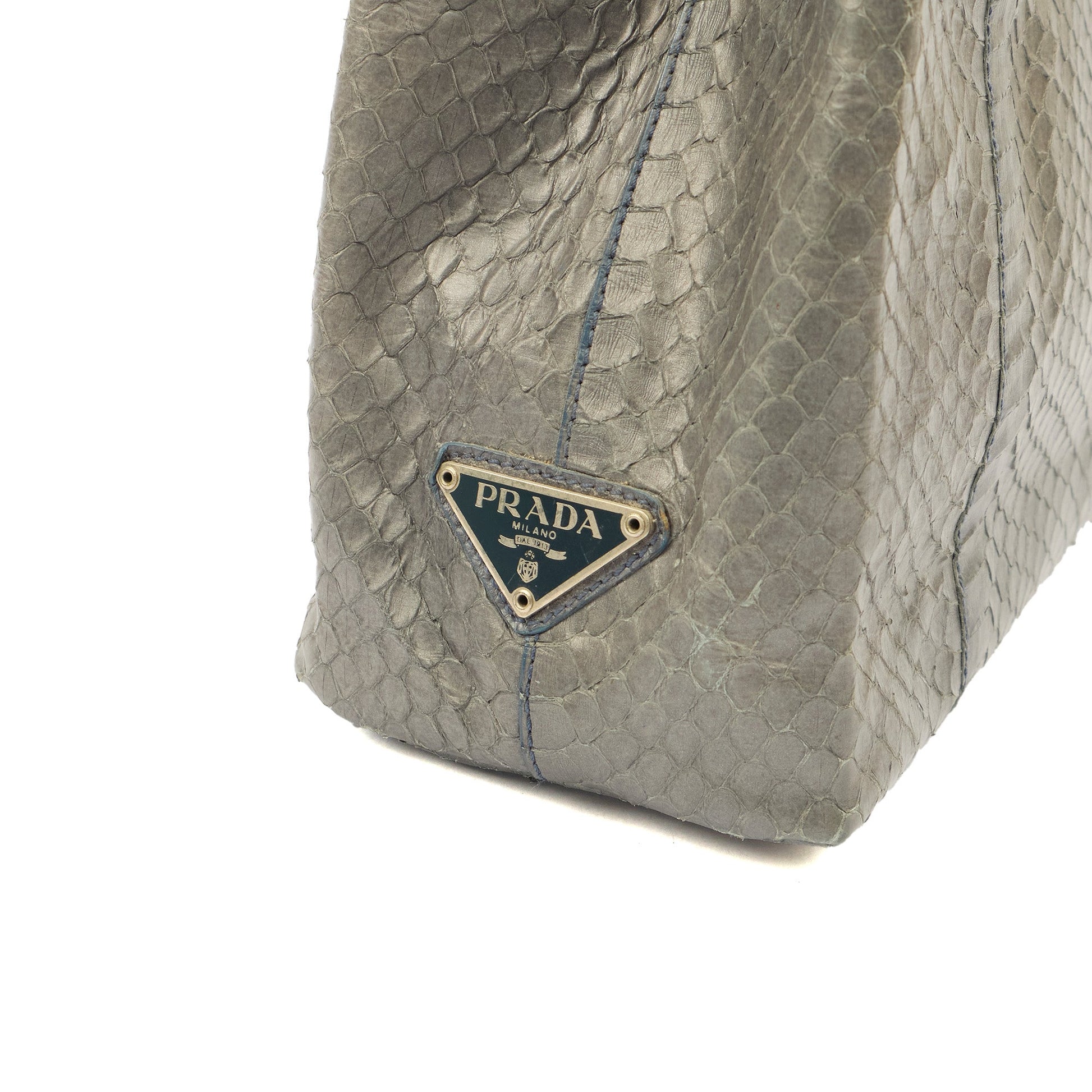 Prada Mini Bag Tote in Grey, Python Leather — Lifestyle View