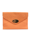 Mulberry Clutch Pouch in Coral Orange, Calfskin Leather — Front View