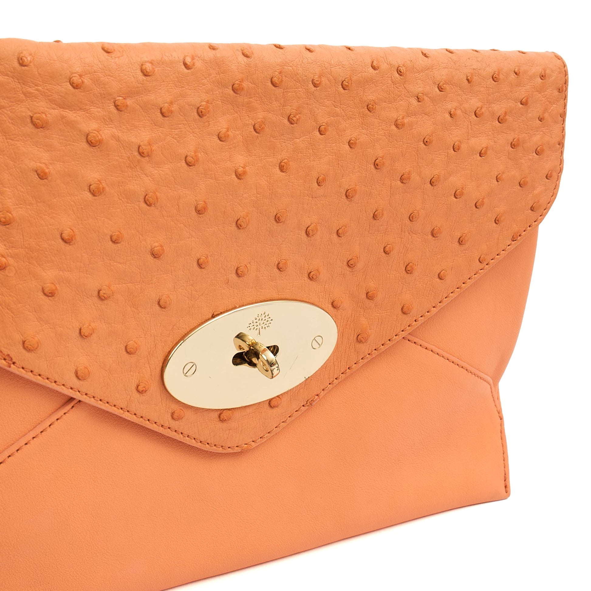 Mulberry Clutch Pouch in Coral Orange, Calfskin Leather — Lifestyle View