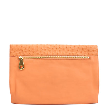Mulberry Clutch Pouch in Coral Orange, Calfskin Leather — Top View