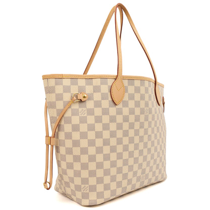 Louis Vuitton Tote Neverfull MM in Damier Azur, Canvas — Back View