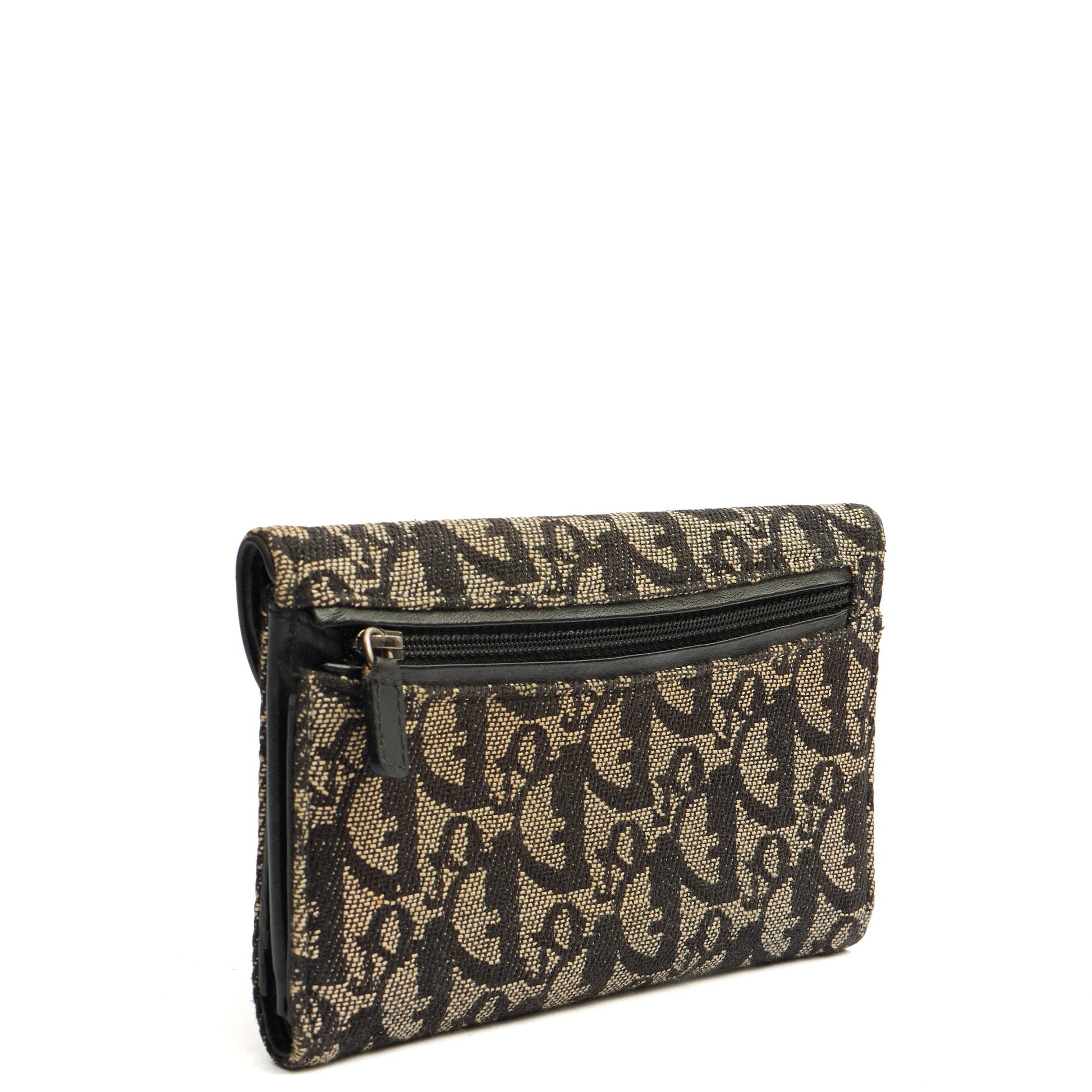 Christian Dior Wallet Saddle Coin Purse in Blue, Dior Oblique Embroidery — Side View