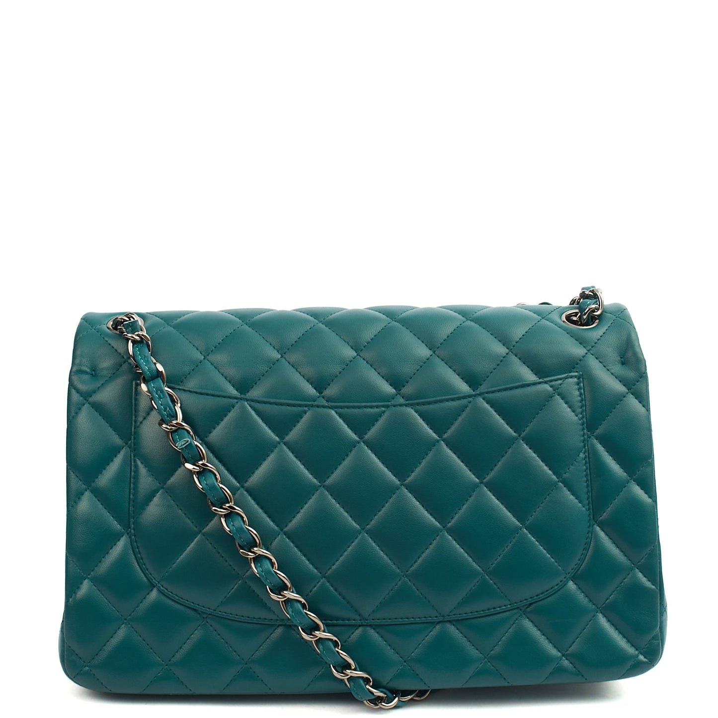 Chanel Shoulder Bag Classic Double Flap - Large in Blue, Lambskin Leather — Top View