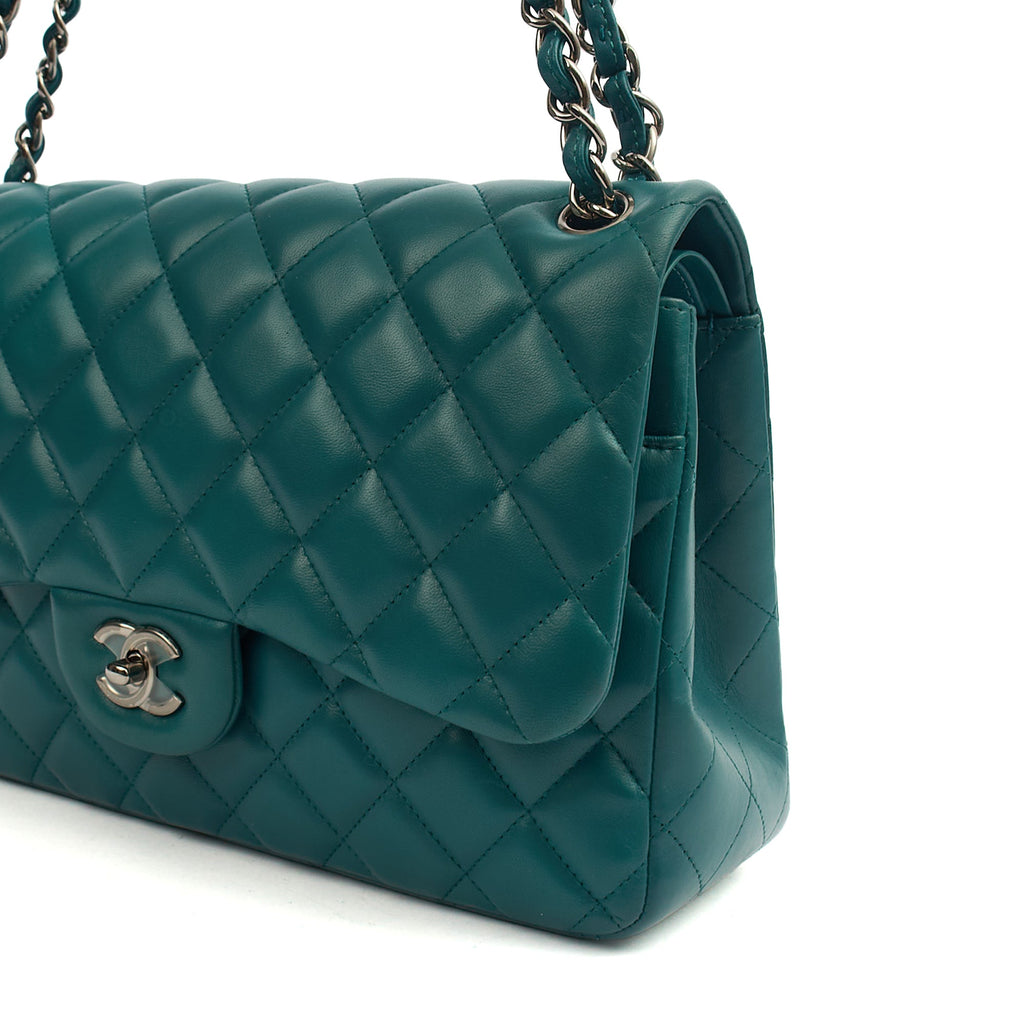 Chanel Shoulder Bag Classic Double Flap - Large in Blue, Lambskin Leather — Alternate View 7