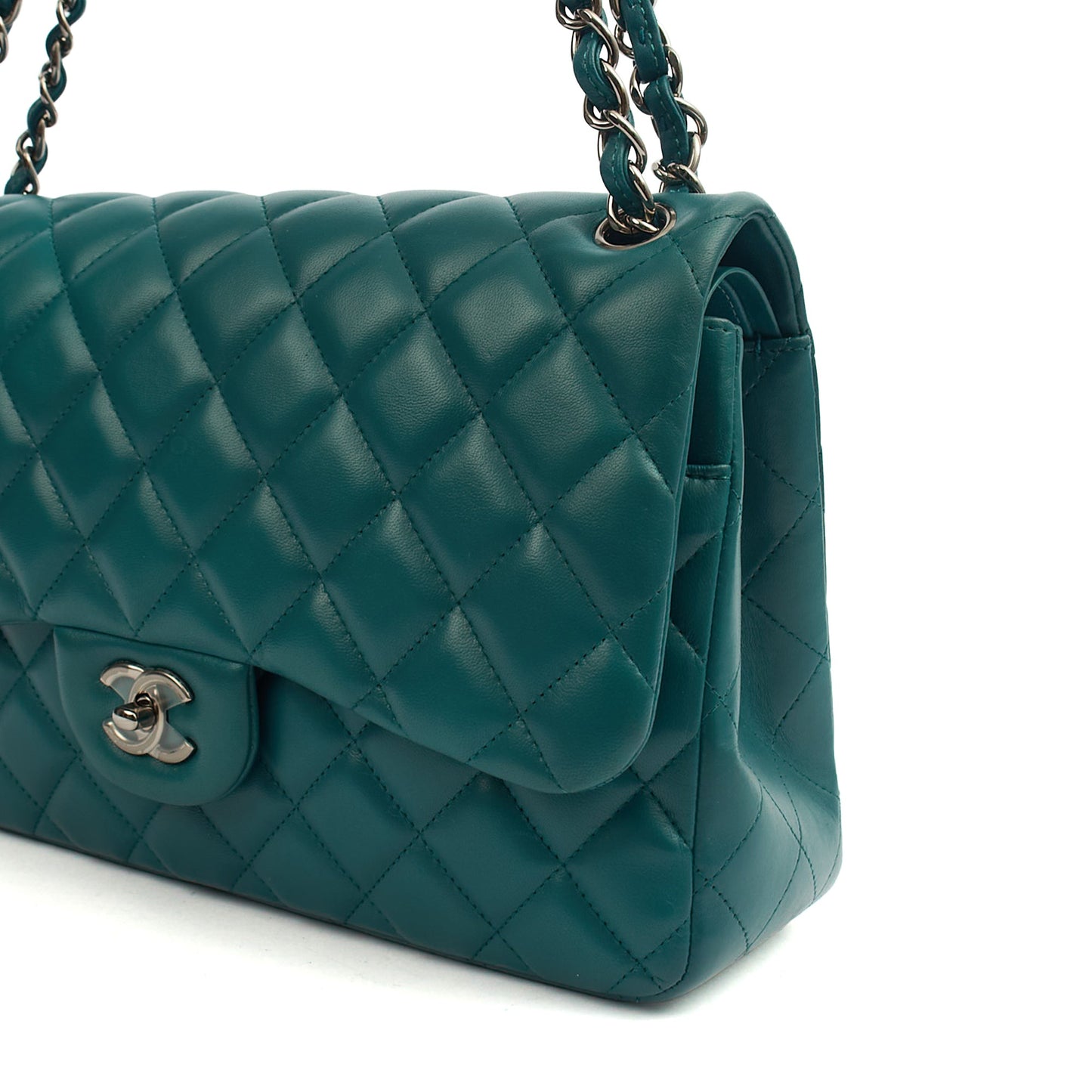 Chanel Shoulder Bag Classic Double Flap - Large in Blue, Lambskin Leather — Alternate View 7