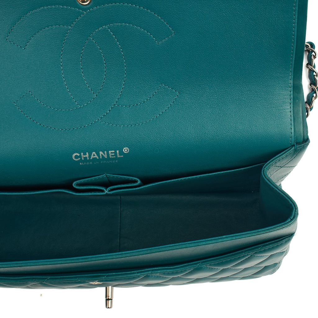 Chanel Shoulder Bag Classic Double Flap - Large in Blue, Lambskin Leather — Alternate View 12