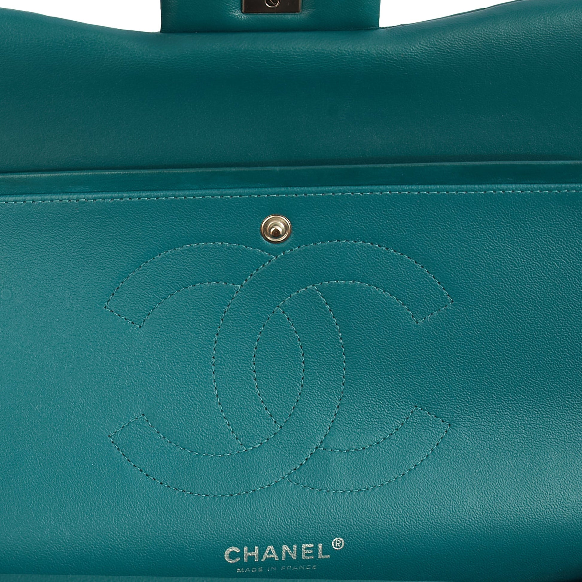 Chanel Shoulder Bag Classic Double Flap - Large in Blue, Lambskin Leather — Alternate View 10