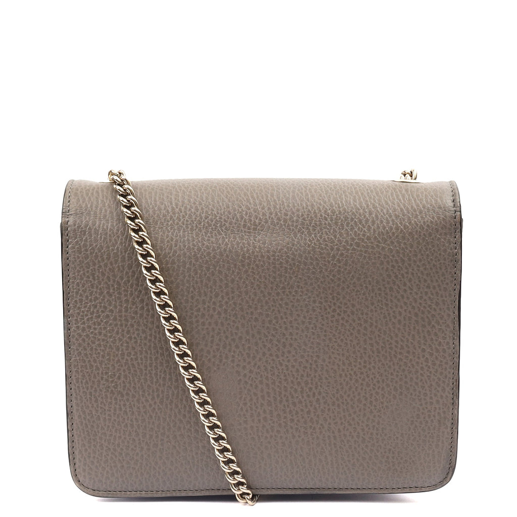 Gucci Cross Body Dollar Interlocking GG Bag - Small in Grey, Leather — Back View