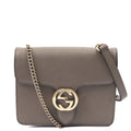 Gucci Cross Body Dollar Interlocking GG Bag - Small in Grey, Leather — Front View