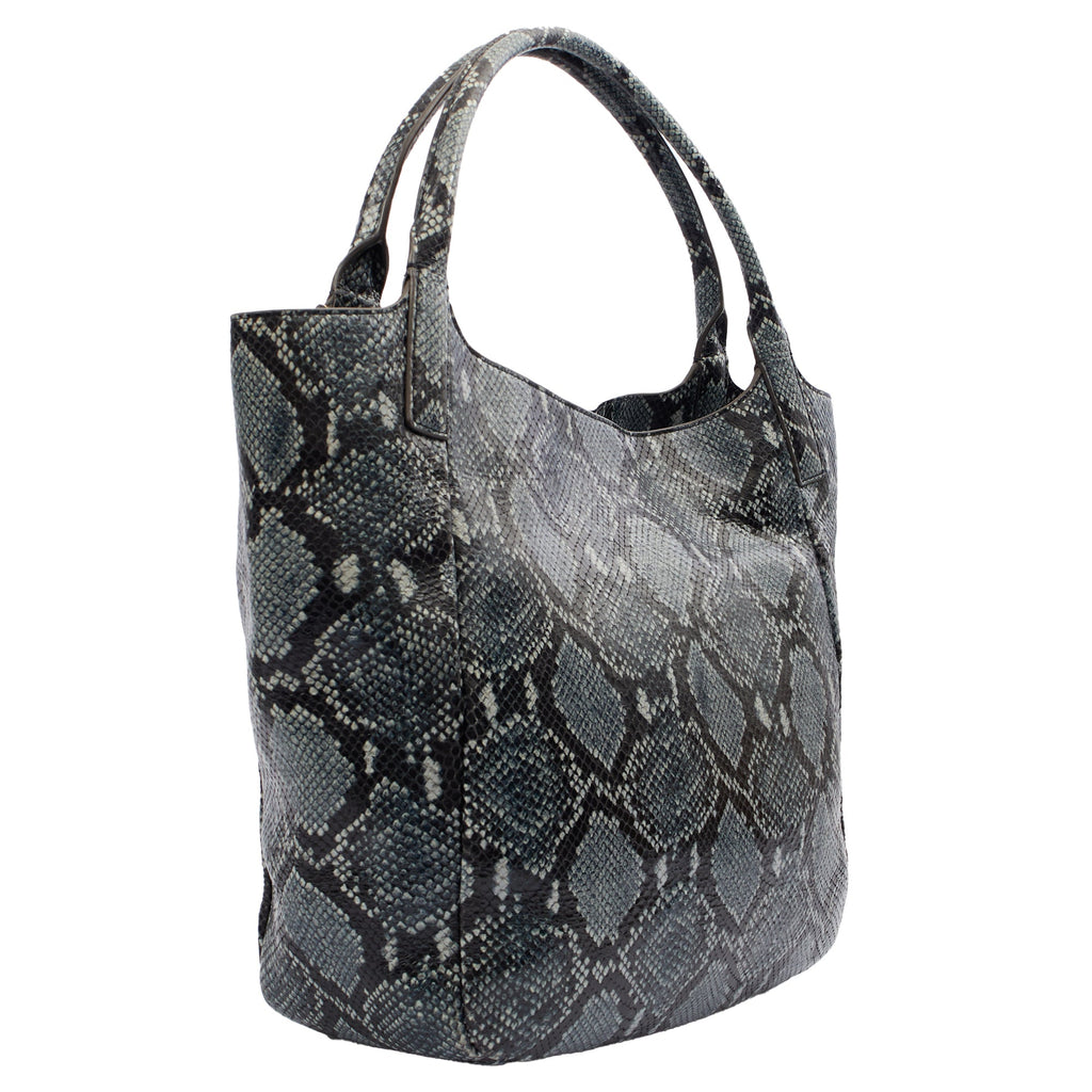 Anya Hindmarch Tote Shoulder Bag in Blue, Exotic Effect Leather — Side View