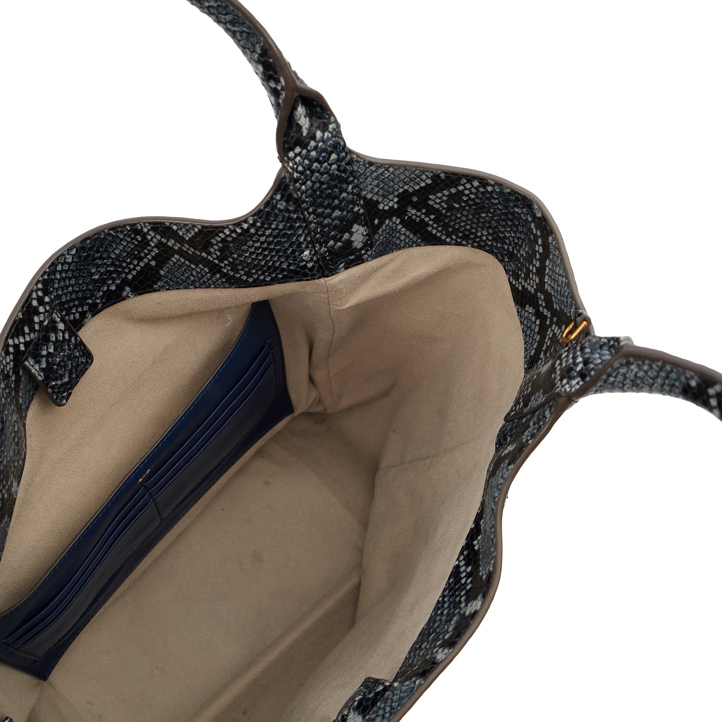 Anya Hindmarch Tote Shoulder Bag in Blue, Exotic Effect Leather — Detail View