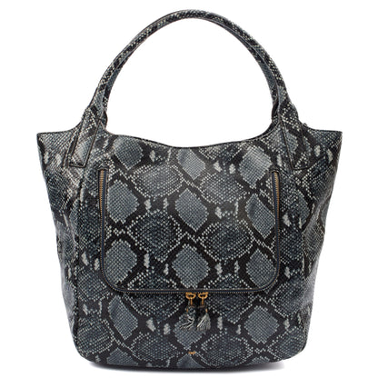 Anya Hindmarch Tote Shoulder Bag in Blue, Exotic Effect Leather — Front View