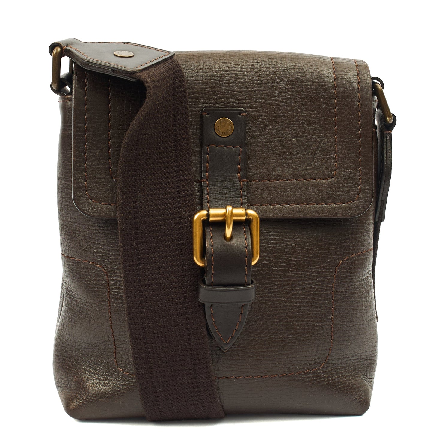 Louis Vuitton Cross Body Utah Omaha Messenger Bag in Brown, Leather — Front View