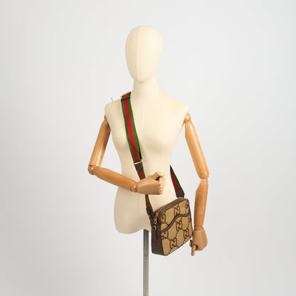 Gucci Cross Body Messenger in Brown, Fabric — Side View