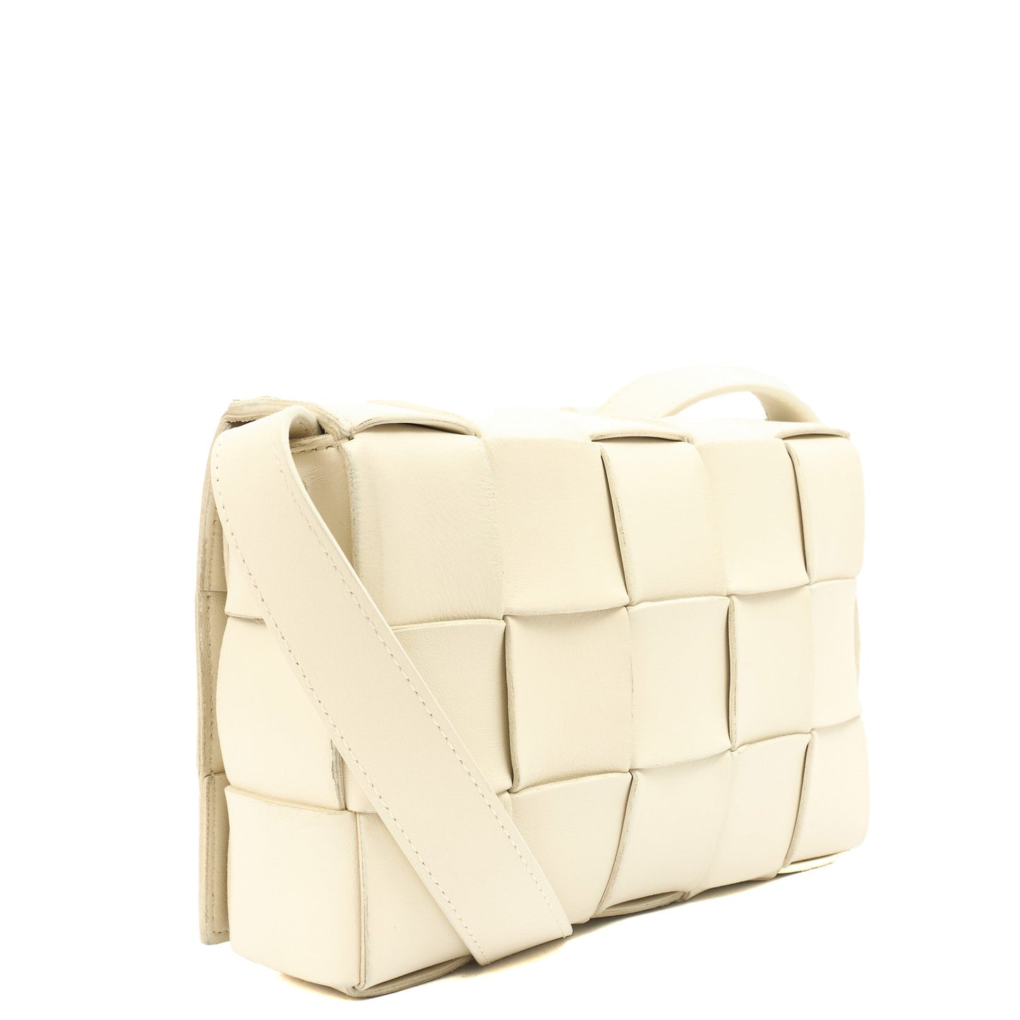 Bottega Veneta Cross Body Cassette in White, Intrecciato leather — Alternate View 8