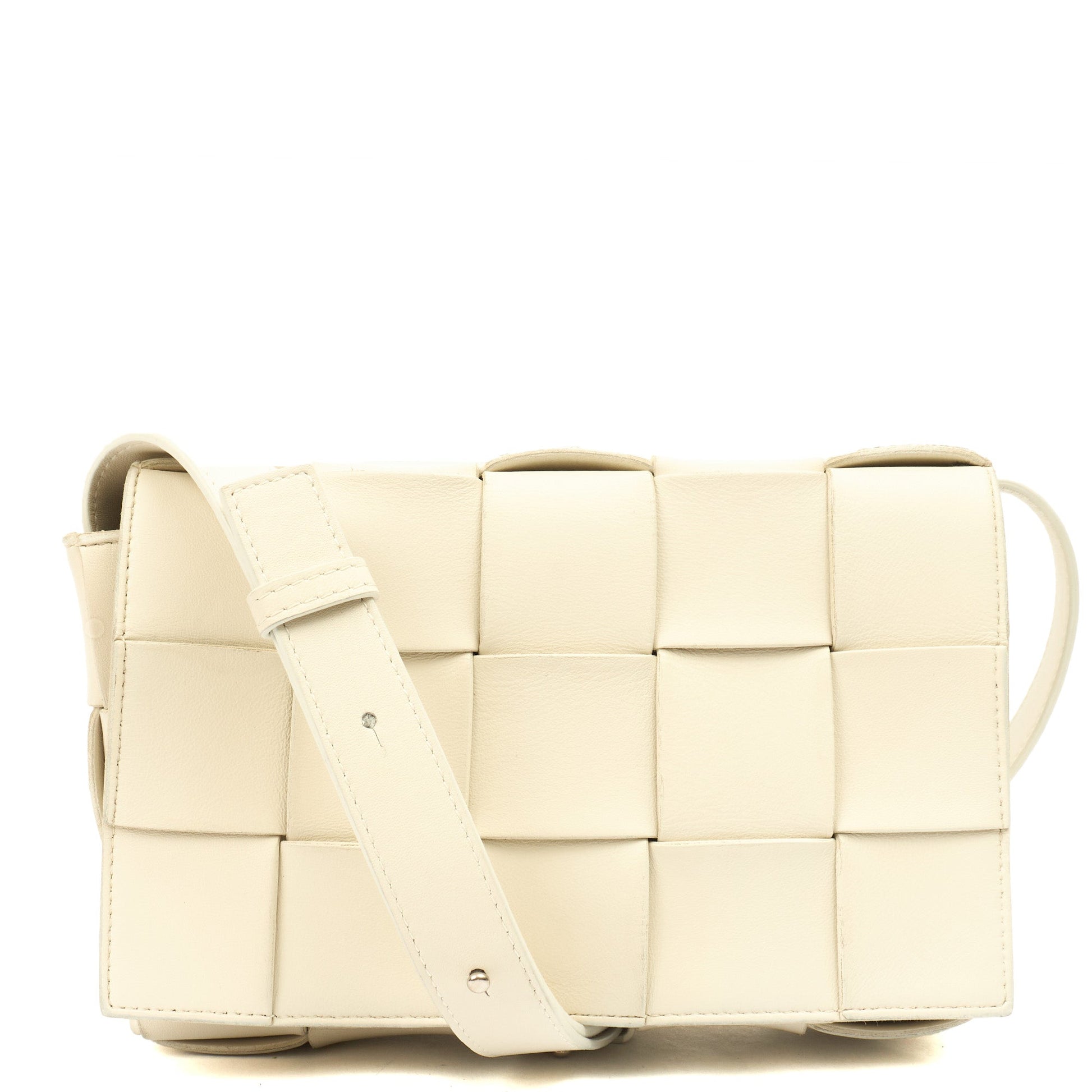 Bottega Veneta Cross Body Cassette in White, Intrecciato leather — Alternate View 13